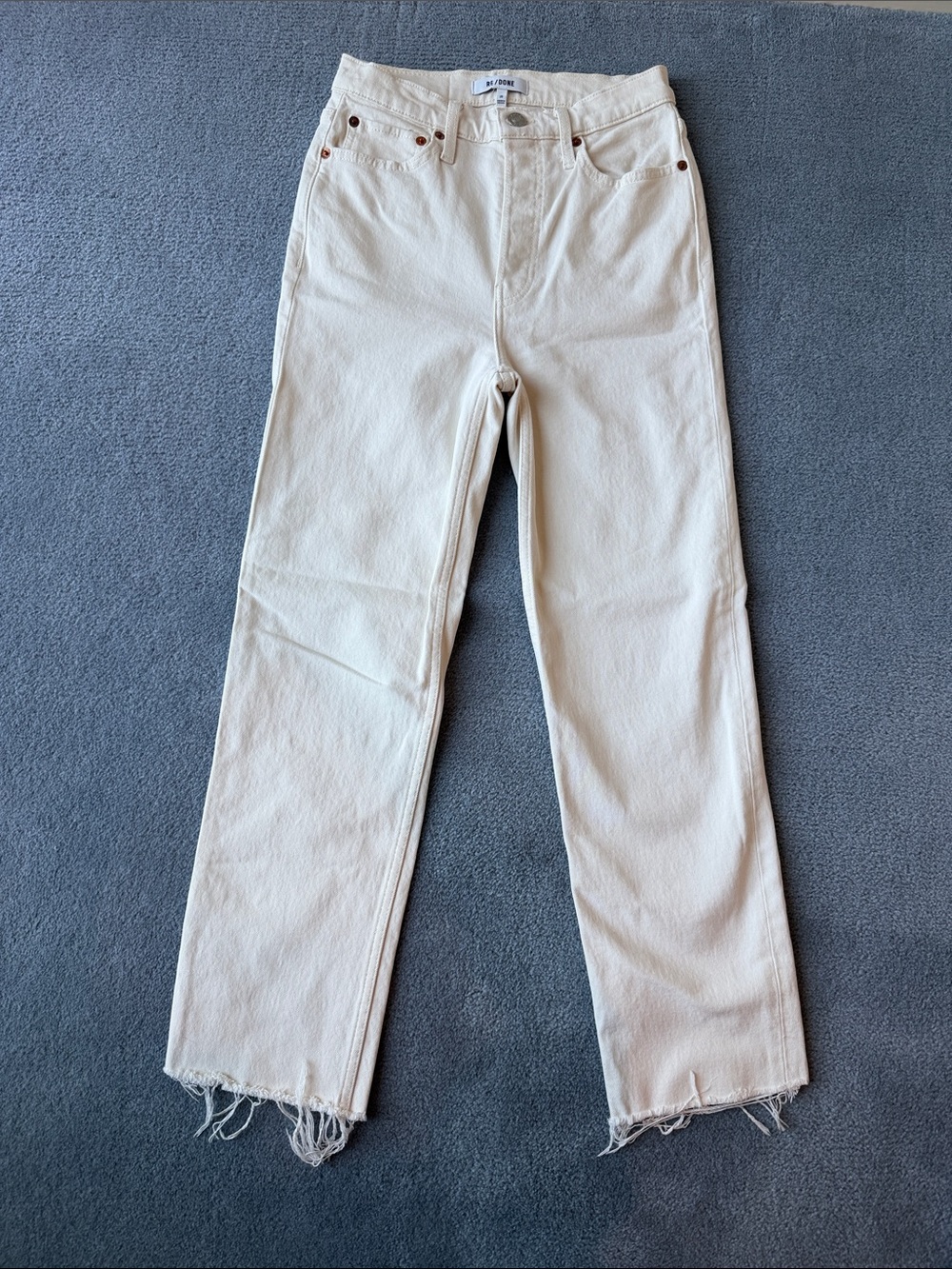 Re/Done Straight Leg Jeans in Off-White